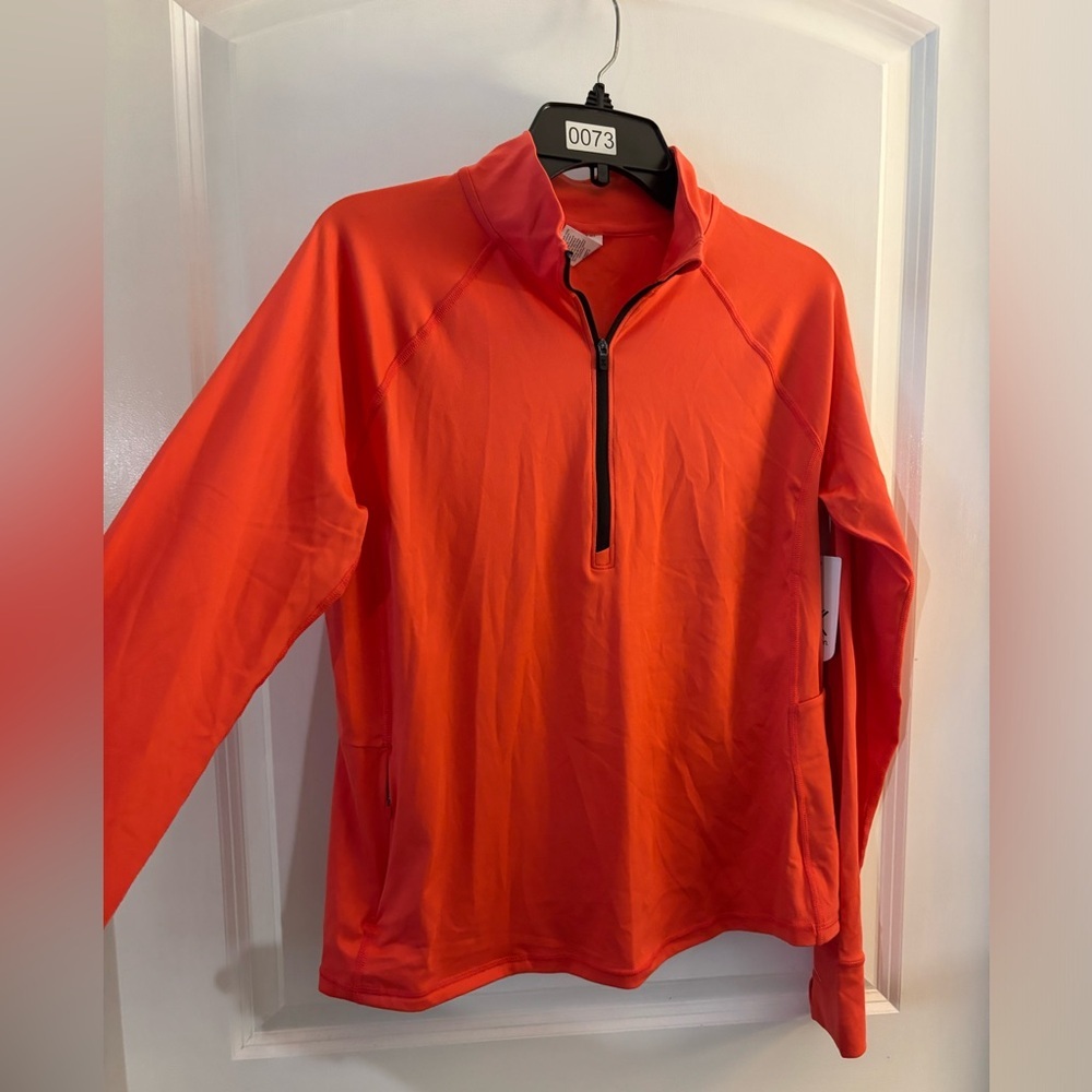 EverUltra Xersion Semi-Fitted Bright Orange Quarter Xio Pullover Sz L NWT